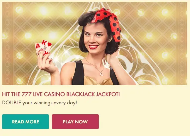 Blackjack jackpot and double your winnnings on 777 casino 