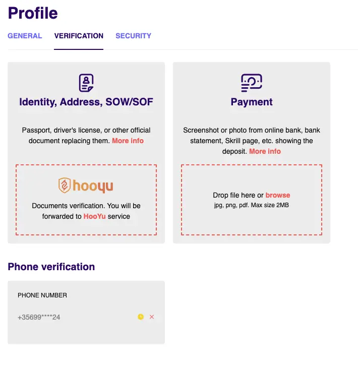Evospin Casino new account verification step