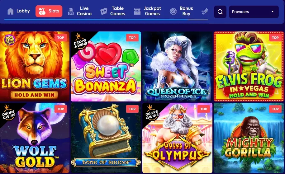 Evospin casino slots lobby