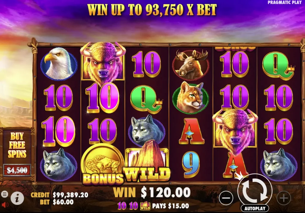 Winner x2 of original bet on Buffalo King slot machine.