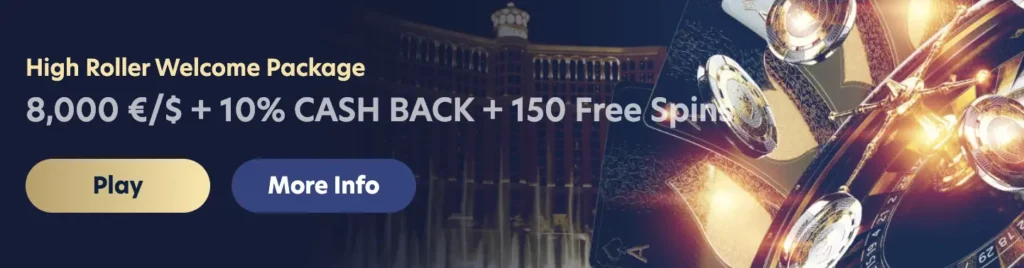 High Rollers Welcome Bonus $8,000 + 10% cashback + 150 Free Spins on Lucky Dreams Casino.