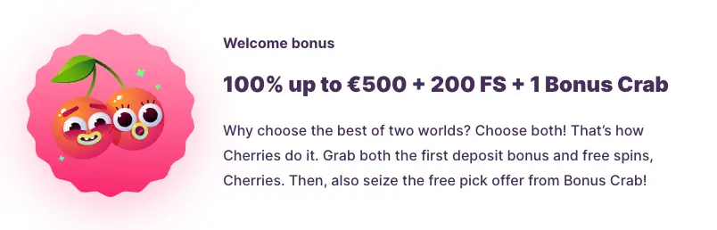 Nomini Casino Welcome Bonus 100% Up To €500 + 200 Free Spins + 1 Bonus Crab.