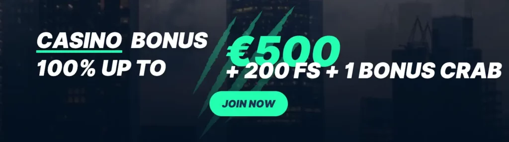 Playzilla Casino Welcome Bonus: 100% Up To €500 + 200 FS + 1 Bonus Crab.