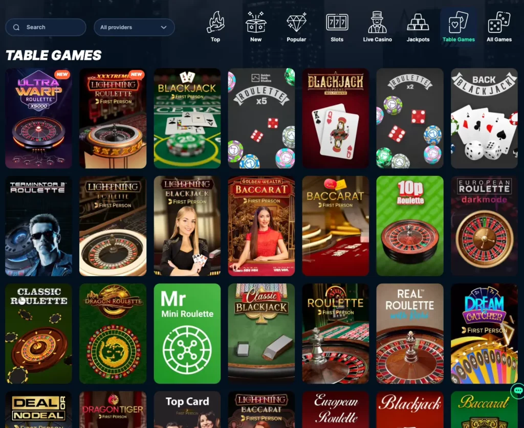 Best Table Games at Playzilla Casino.