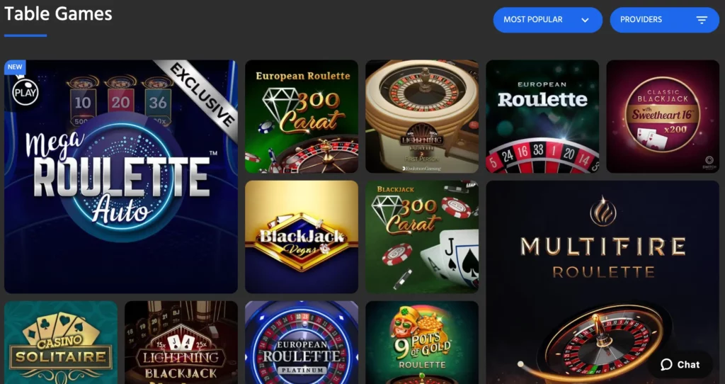 Best Table Games on Slotimo Casino.