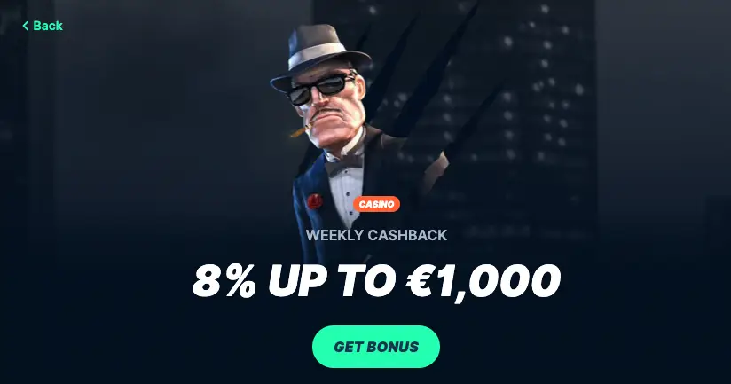 Weekly Cashback: 8% Up To €1,000  on Playzilla Casino