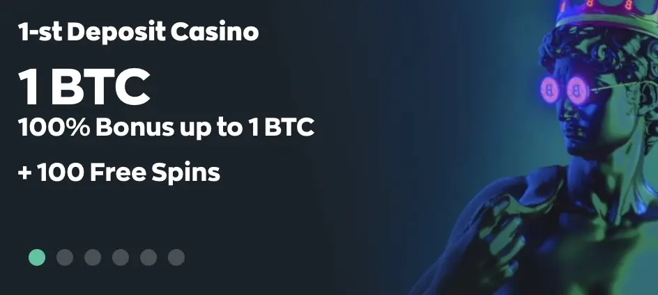 Vave Casino First welcome bonus - 100% up to 1 BTC + 100 free spins.