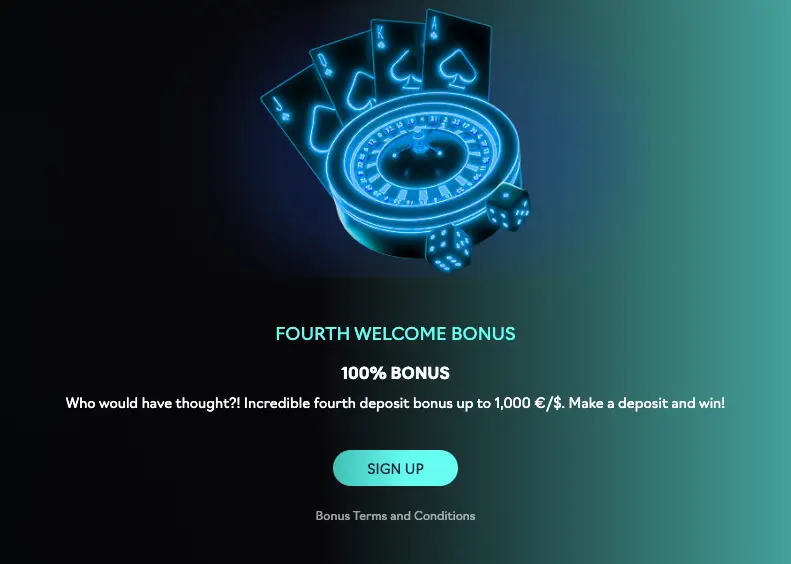 Oshio Casino Fourth Welcome Bonus 100% up to 1,000 €/$.