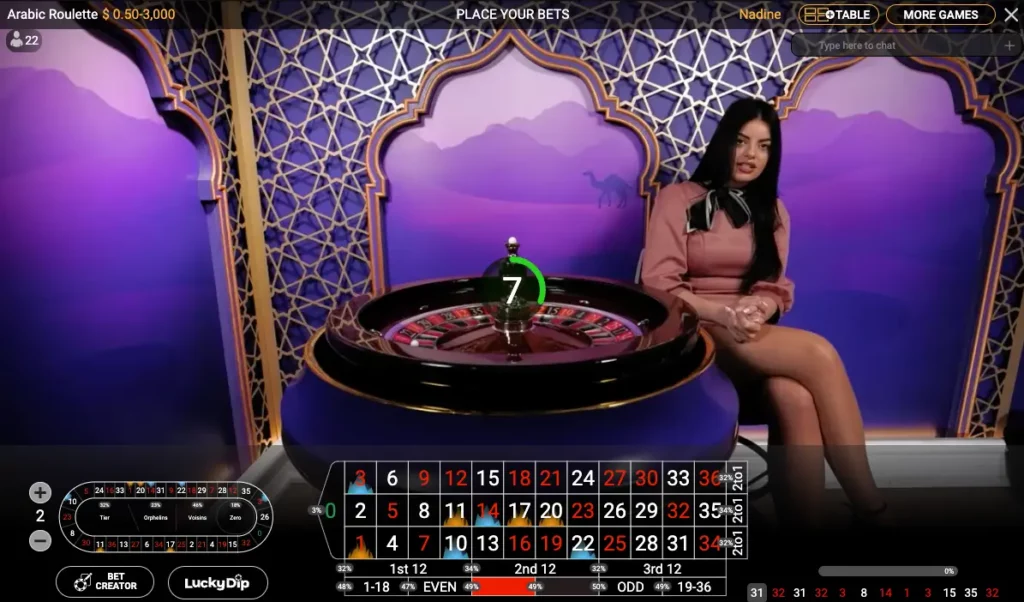 Arabic roulette game from Playtech on YYY Casino.