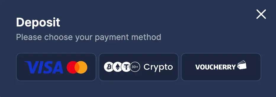 Screenshot of JawharaBet deposit methods with fiat and crypto options in USD.